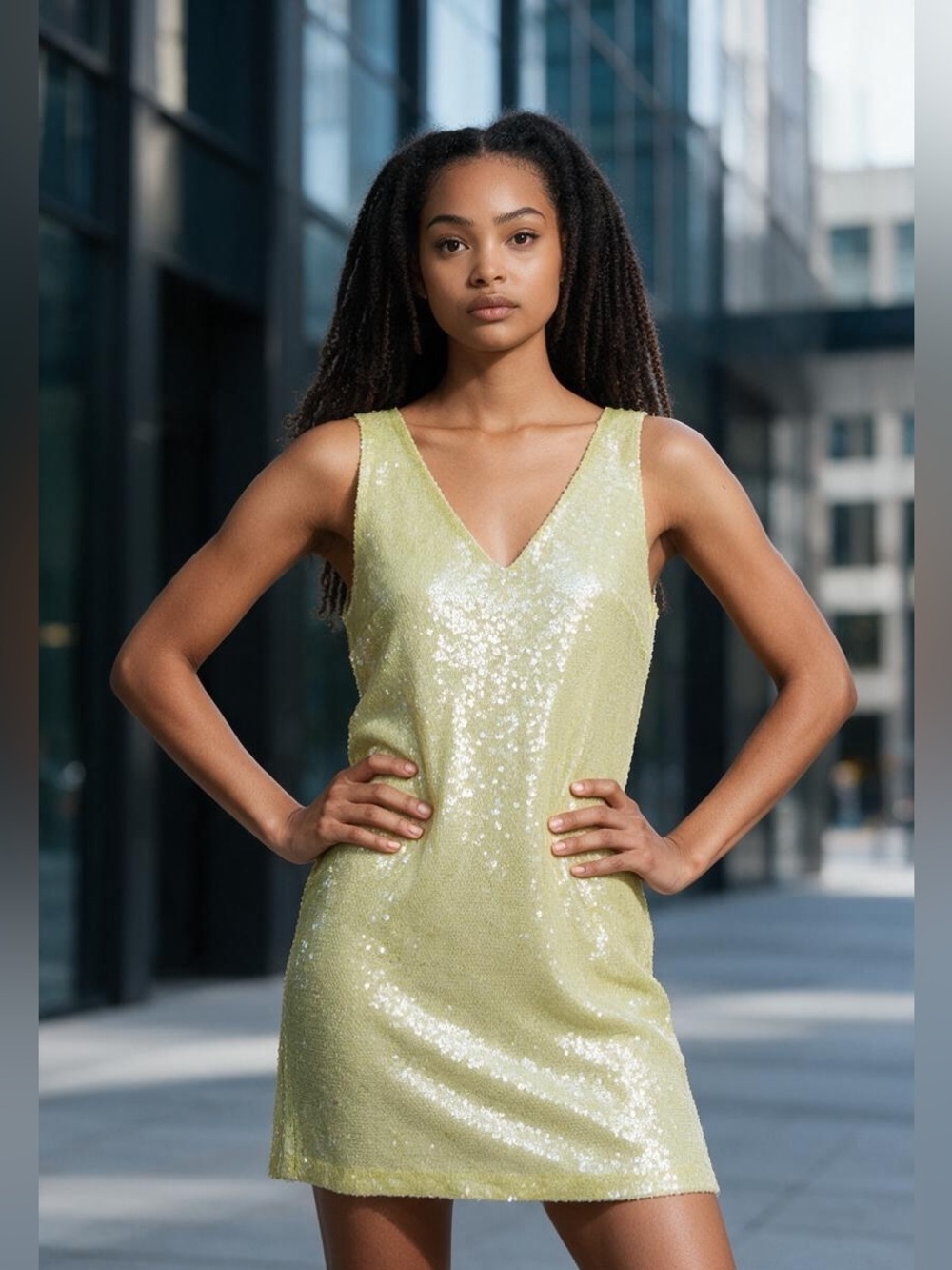 A New Day light green sequined dress size S